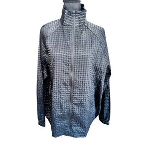 Fabletics Cleo Black Checkered Lightweight Full-Zip Jacket Womens L Workout Gym